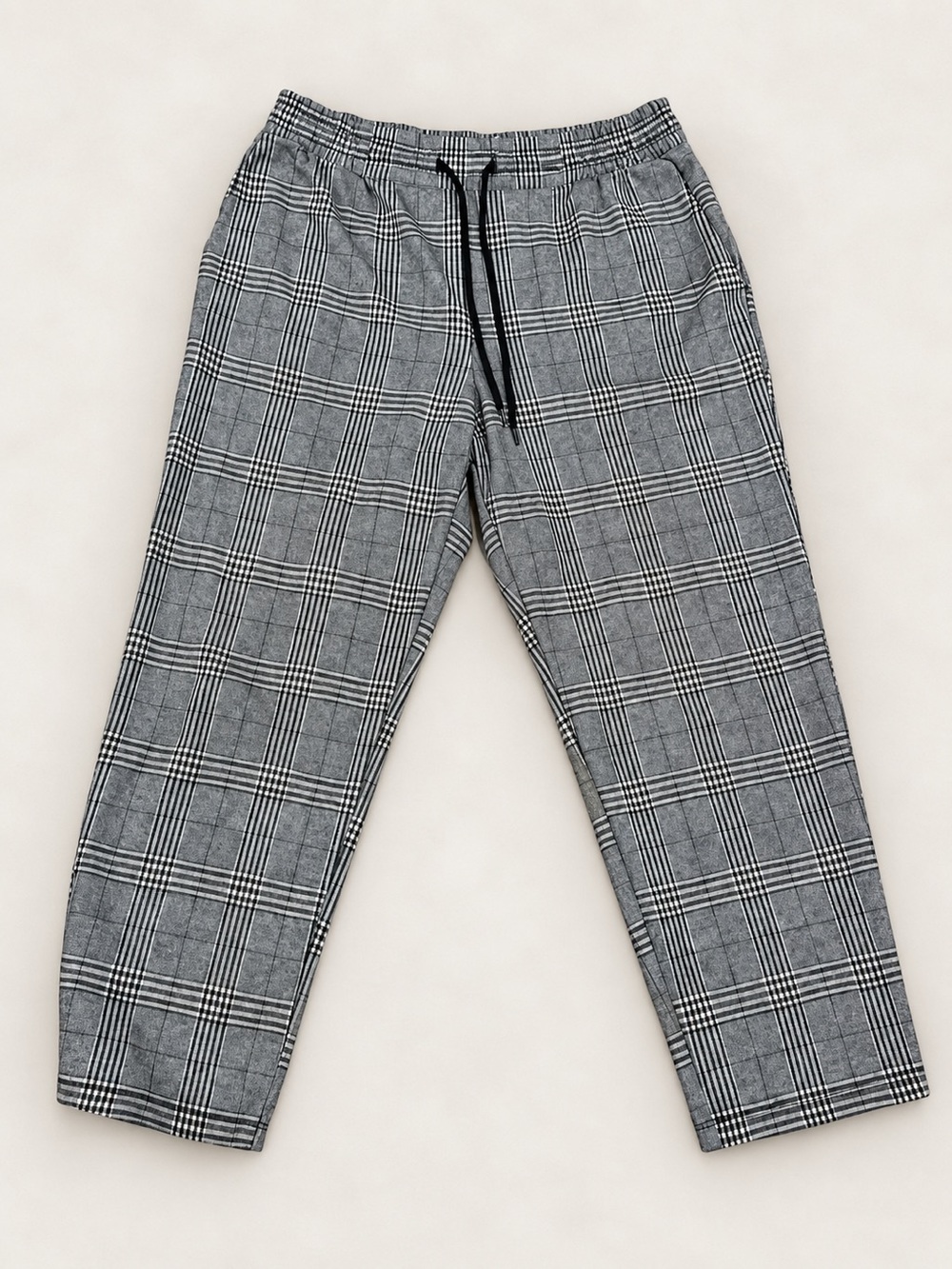 a new day Women's Gray Plaid Drawstring Trousers